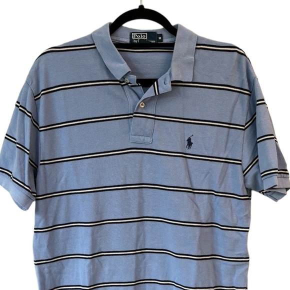 Polo by Ralph Lauren Short Sleeve Casual Shirt Blue/Navy/White Striped Men's M - Picture 2 of 11